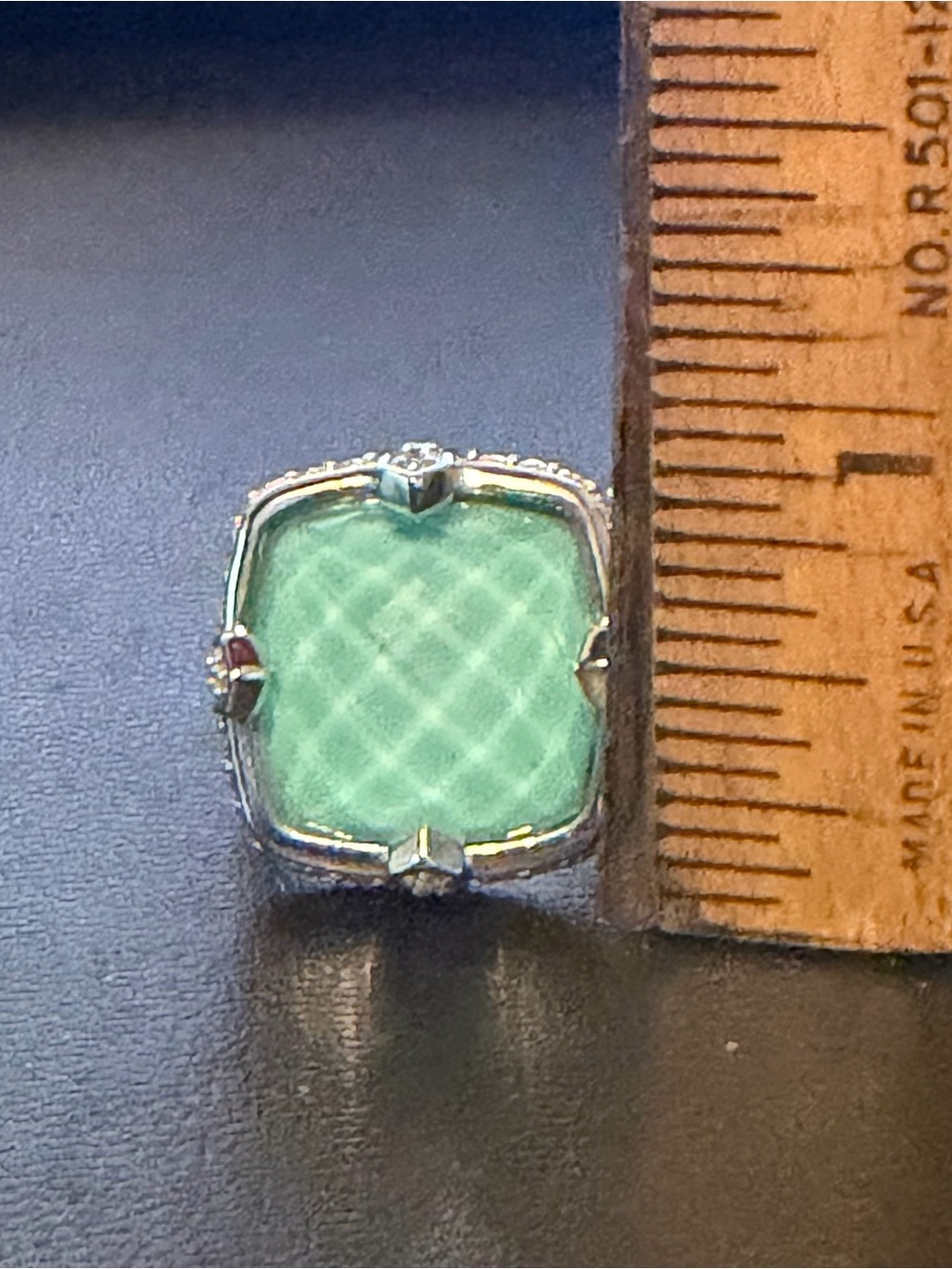 Judith Ripka Turquoise Doublet and CZ, Sterling Silver Cocktail Ring, Size 6 - Picture 10 of 10